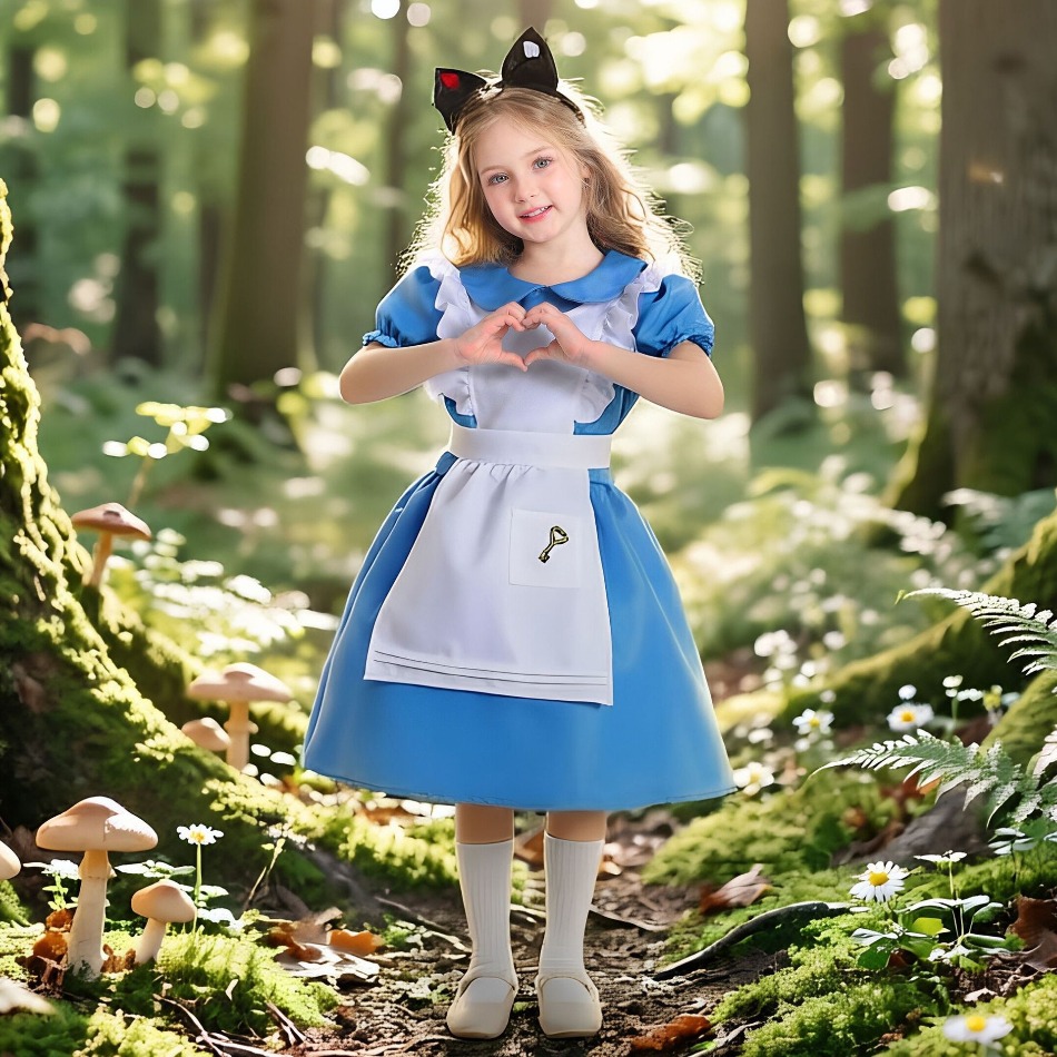 Party Games Alice In Wonderland - Dziewczęca niebieska sukienka Alicja w Krainie
